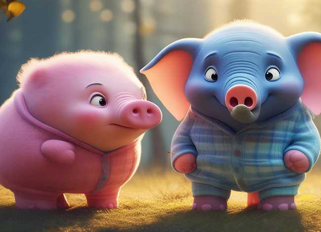 儿童故事小猪小象 - 小猪和小象故事