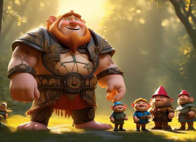 小巨人与大巨人儿童故事 - 大巨人与小矮人故事