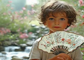 扇子画幼儿男孩，扇子画幼儿男孩图片