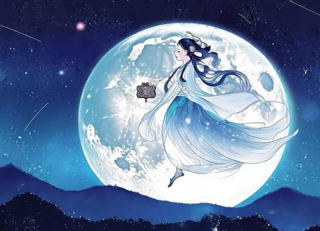 神话故事嫦娥奔月的4k绘画（嫦娥奔月的神话故事绘本手绘）