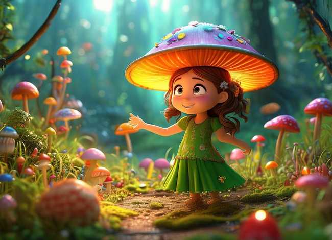 儿童故事蘑菇姑娘；小姑娘和蘑菇故事
