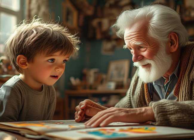看图 故事，看图故事爷爷和小男孩