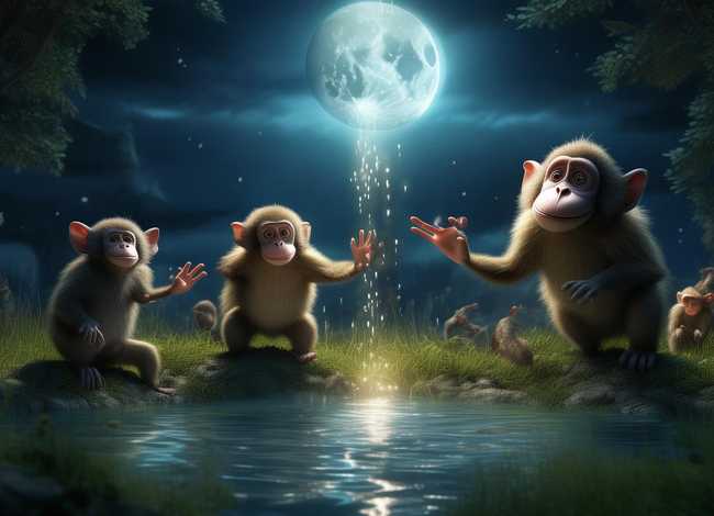 儿童故事大全猴子捞月亮 睡前故事幼儿故事大全猴子捞月亮