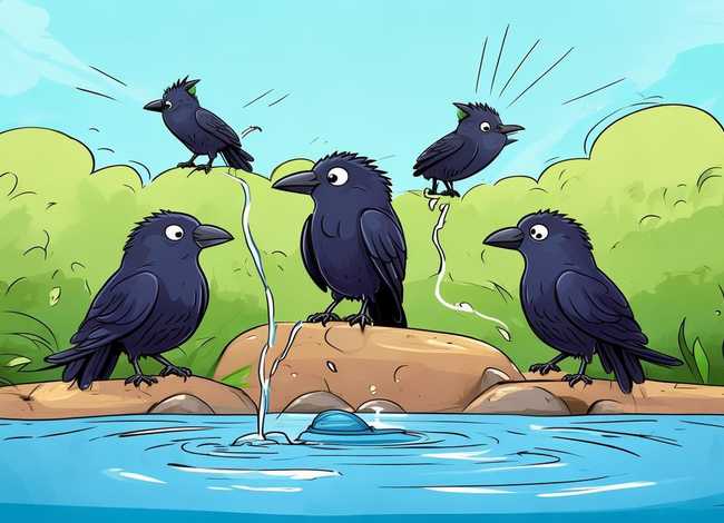 儿童连环画图片4幅简单乌鸦喝水；4个简单幼儿连环画图片乌鸦喝水