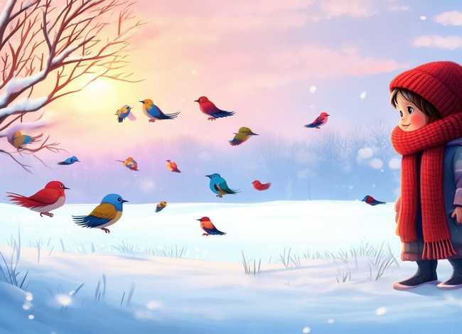 冬天的早晨儿童故事 - 冬天的早晨儿童画