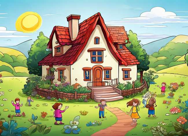 家乡的房子儿童故事、家乡的房子儿童画