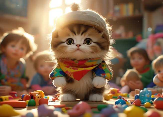 小猫的儿童故事表演；小猫的故事幼儿