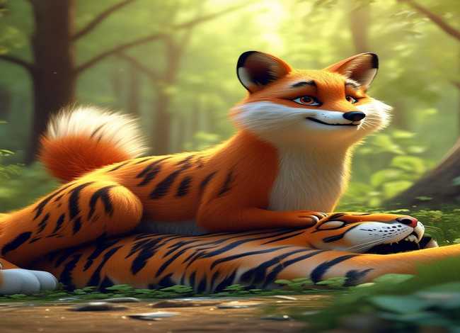 狐假虎威儿童故事绘画4张 狐假虎威故事绘本怎么画