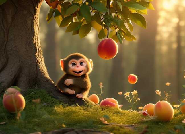 儿童睡前童话故事猴子摘桃 睡前小故事视频大全集小猴子摘桃子