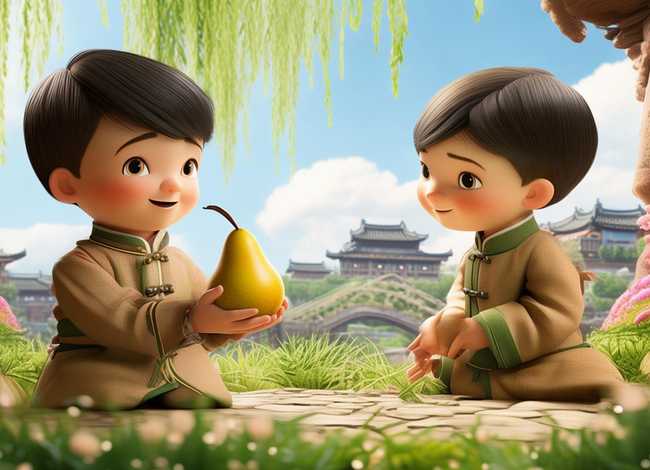 孔融让梨的故事幼儿版英文、孔融让梨的故事英文版mp3