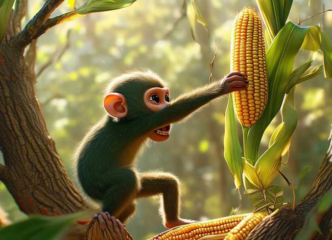 小猴子摘玉米儿童故事；小儿故事睡前故事大全猴子摘玉米