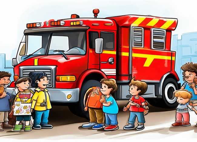 消防故事儿童创意画、消防故事简笔画