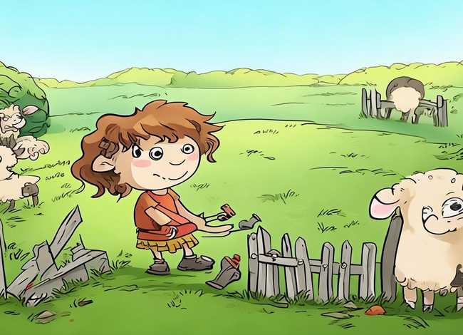 寓言故事儿童画亡羊补牢 亡羊补牢寓言故事绘本的画