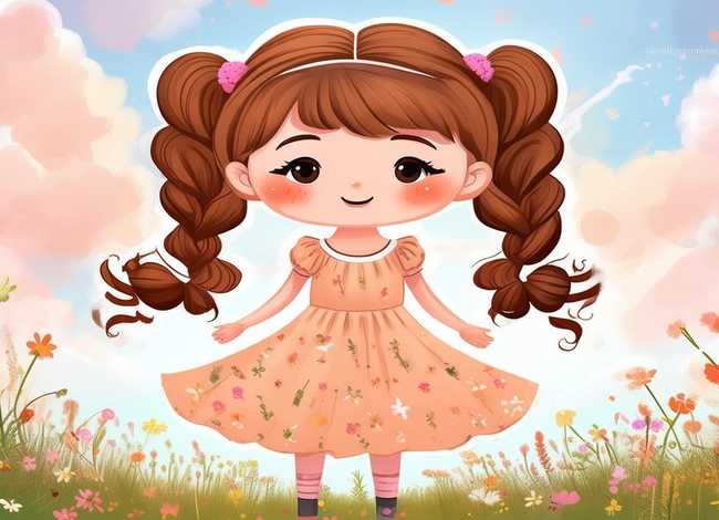 麻花辫小朋友、麻花辫小朋友简易画法图片 麻花辫小朋友、麻花辫小朋友简易画法图片