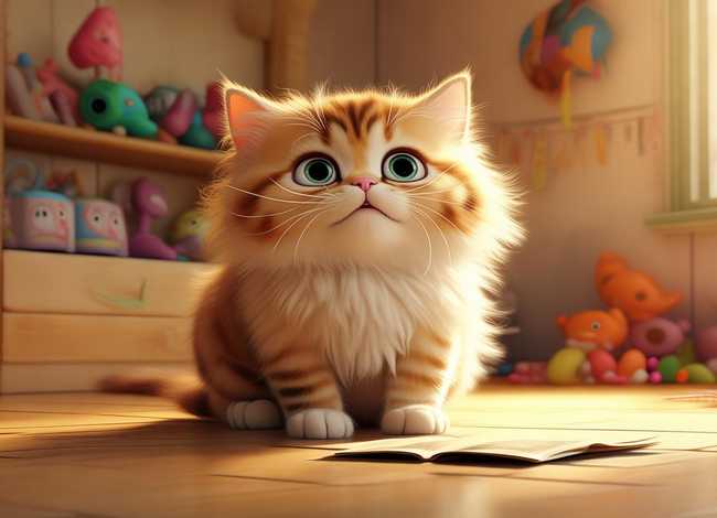 儿童故事胆小的小花猫背景图、幼儿故事胆小的小花猫