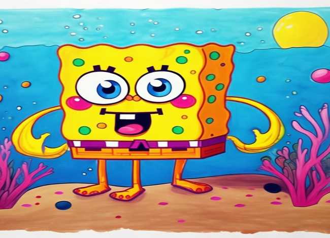 三年级儿童绘画作品、三年级儿童绘画作品海绵宝宝