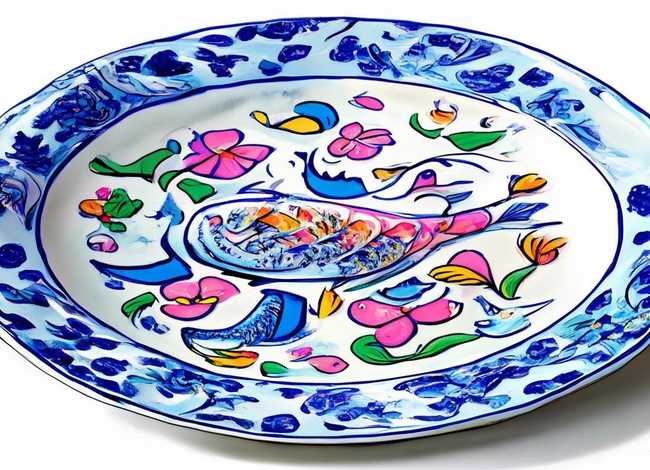 儿童手绘青花瓷盘子图片简笔画 儿童手绘青花瓷盘子图片简笔画彩色