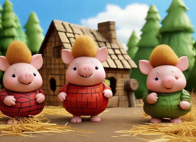 儿童故事三只小猪ppt免费下载；少儿故事三只小猪