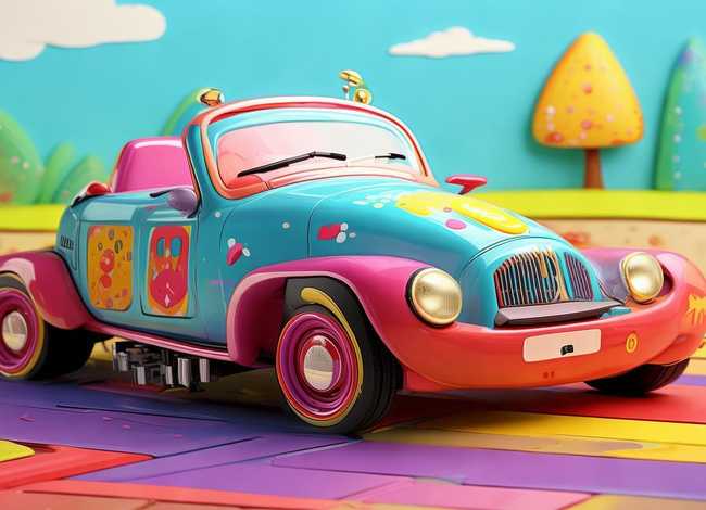 儿童电动汽车简笔画 - 儿童电动汽车简笔画彩色