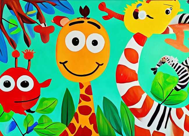 动物主题儿童画横版 动物主题的儿童画