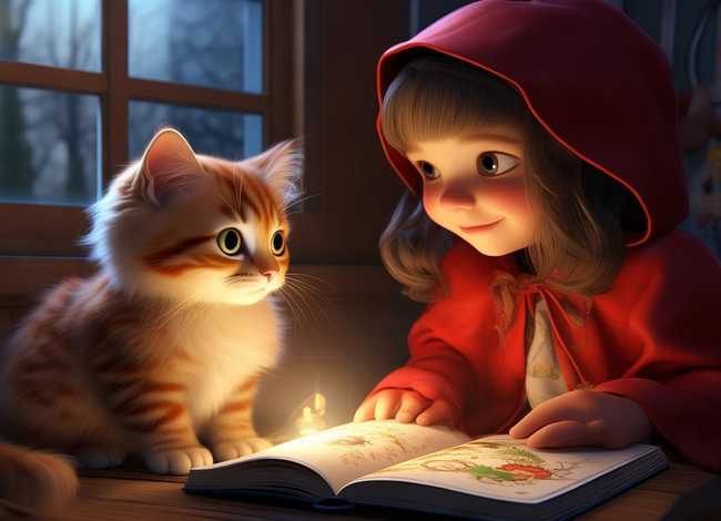 小红帽儿童睡前故事小猫咪，少儿睡前故事小红帽