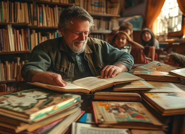 他经常读儿童故事，他经常读故事书