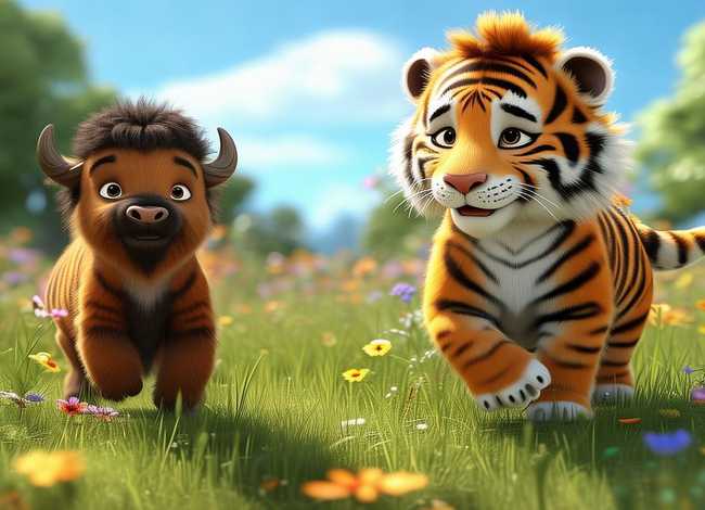 老虎和野牛儿童故事 老虎和野牛的故事视频