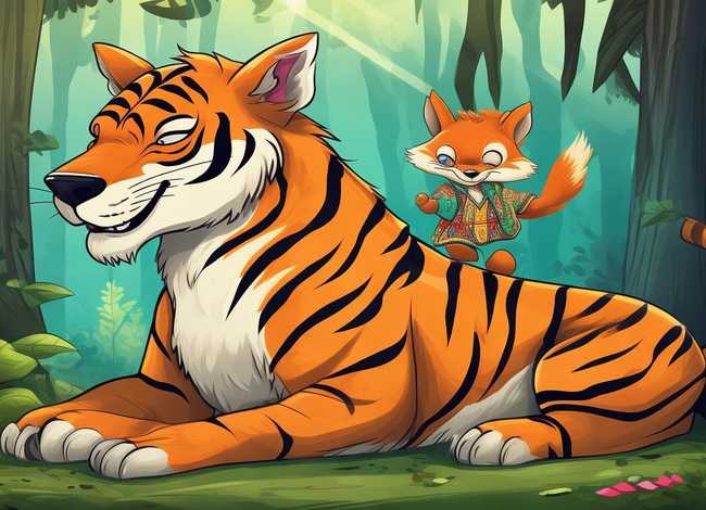 狐假虎威儿童故事绘画连环画、狐假虎威寓言故事连环画