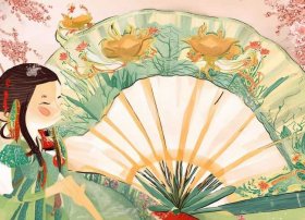 儿童扇子图画，儿童扇子画中国风手绘图片