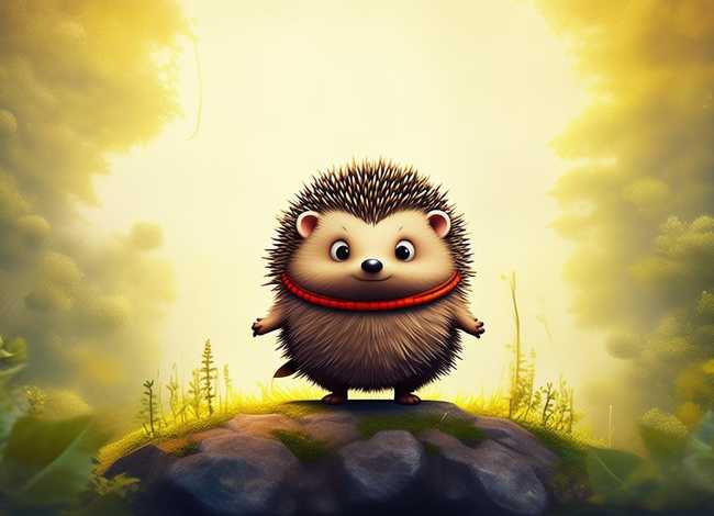 儿童绘画故事4幅图小刺猬；幼儿故事图片,勇敢的小刺猬