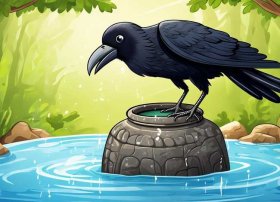 乌鸦喝水儿童故事完整版图片，乌鸦喝水故事绘本完整图片