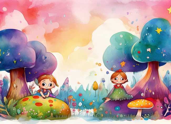 儿童故事插画水粉、幼儿故事水粉画