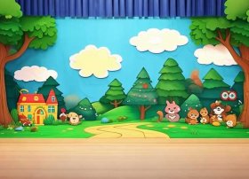 儿童故事表演背景墙 - 幼儿故事表演背景图片