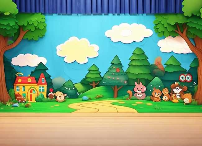 儿童故事表演背景墙 - 幼儿故事表演背景图片