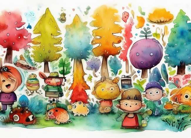 儿童故事水彩 - 水彩故事插图