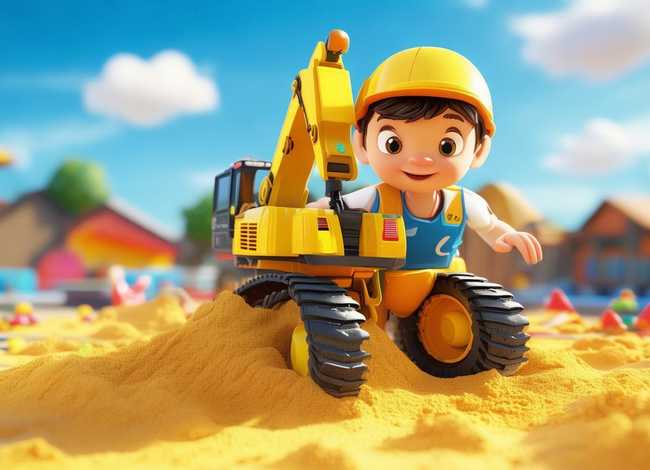 儿童挖土机动画片视频，少儿挖土机视频动画片