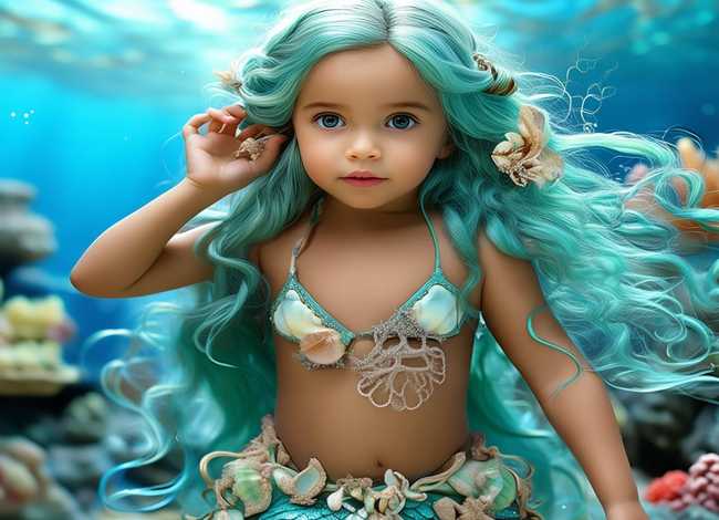 儿童美人鱼画；儿童美人鱼画照片