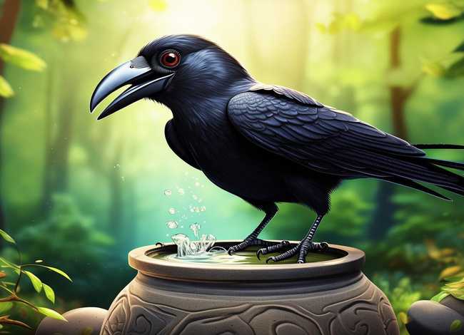 乌鸦喝水儿童故事完整版图片，乌鸦喝水故事绘本完整图片