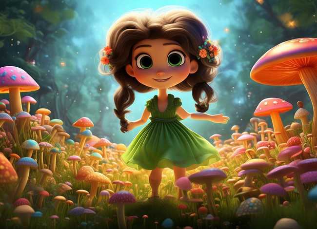 儿童故事蘑菇姑娘；小姑娘和蘑菇故事