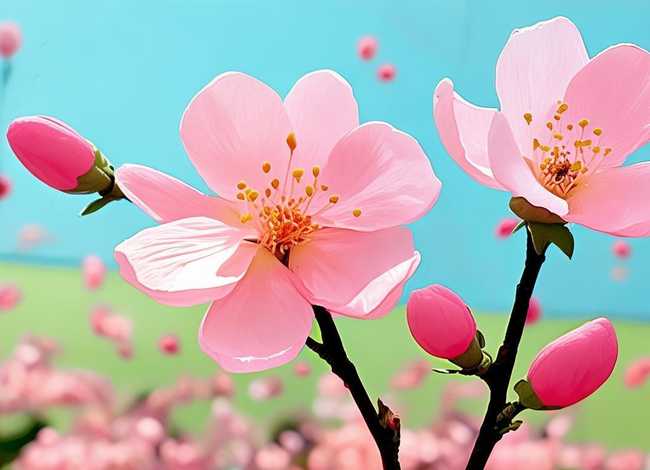 桃夭儿童画；儿童画桃花的简易画法