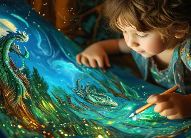 小孩画古代神话故事（小孩画古代神话故事图片）