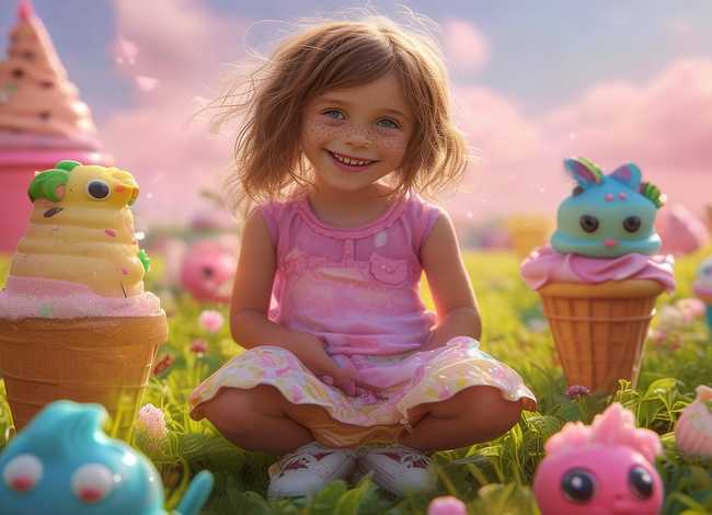 冰淇淋小故事gif；冰淇淋小女孩故事