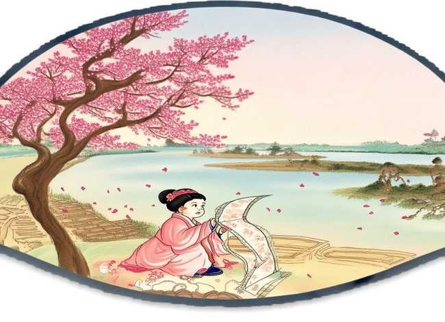 团扇古诗绘画儿童教程、团扇古诗配画