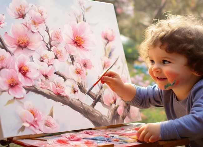 儿童画桃（儿童画桃花）