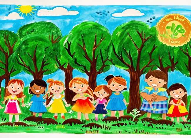 植树节儿童画，植树节儿童画一等奖