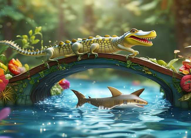 儿童故事鳄鱼过桥、鲨鱼过桥儿童故事