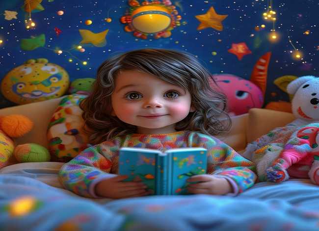 儿童睡前故事自画像，睡前故事插画