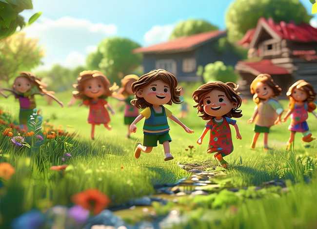 乡村儿童生活图片；乡村儿童生活图片卡通