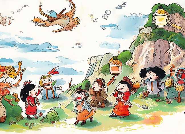 中国古代神话儿童画（中国古代神话儿童画图片简笔画）