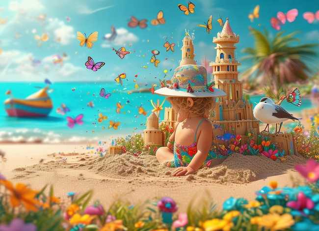 我的夏日故事儿童画；我的夏天儿童画